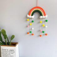 Room Decoration Handmade Woven Cotton Rope Rainbow Hanging Decoration Rainbow with Pom Pom Ball Wall Hanging Garlands for Kids Room Baby Shower Party Supplies Wall Hanging Decor With Felt Ball Photo Props
