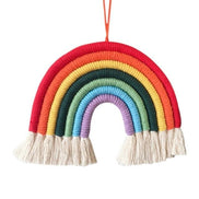Room Decoration Handmade Woven Cotton Rope Rainbow Hanging Decoration Rainbow with Pom Pom Ball Wall Hanging Garlands for Kids Room Baby Shower Party Supplies Wall Hanging Decor With Felt Ball Photo Props